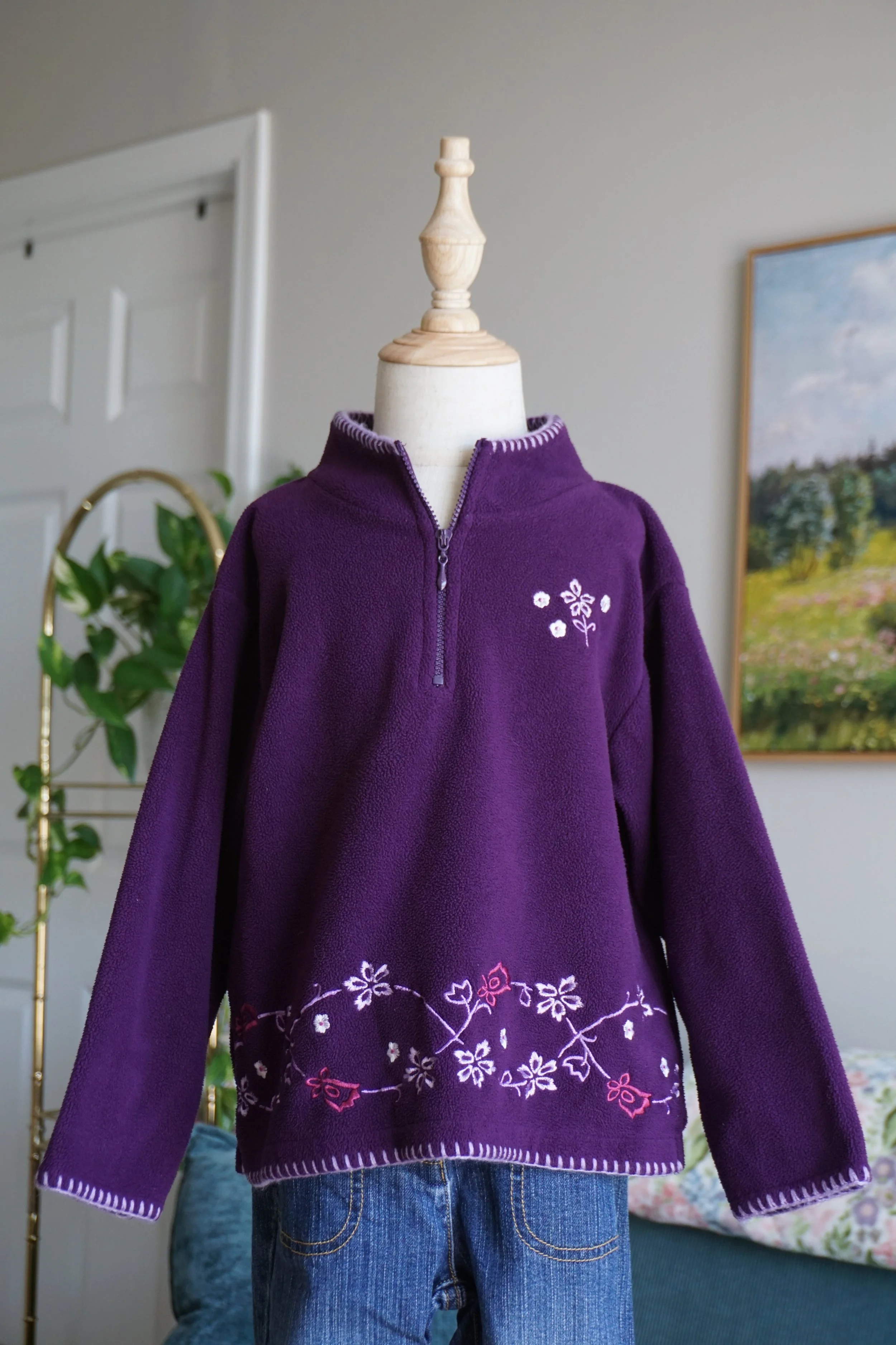 Vintage Purple Floral Fleece