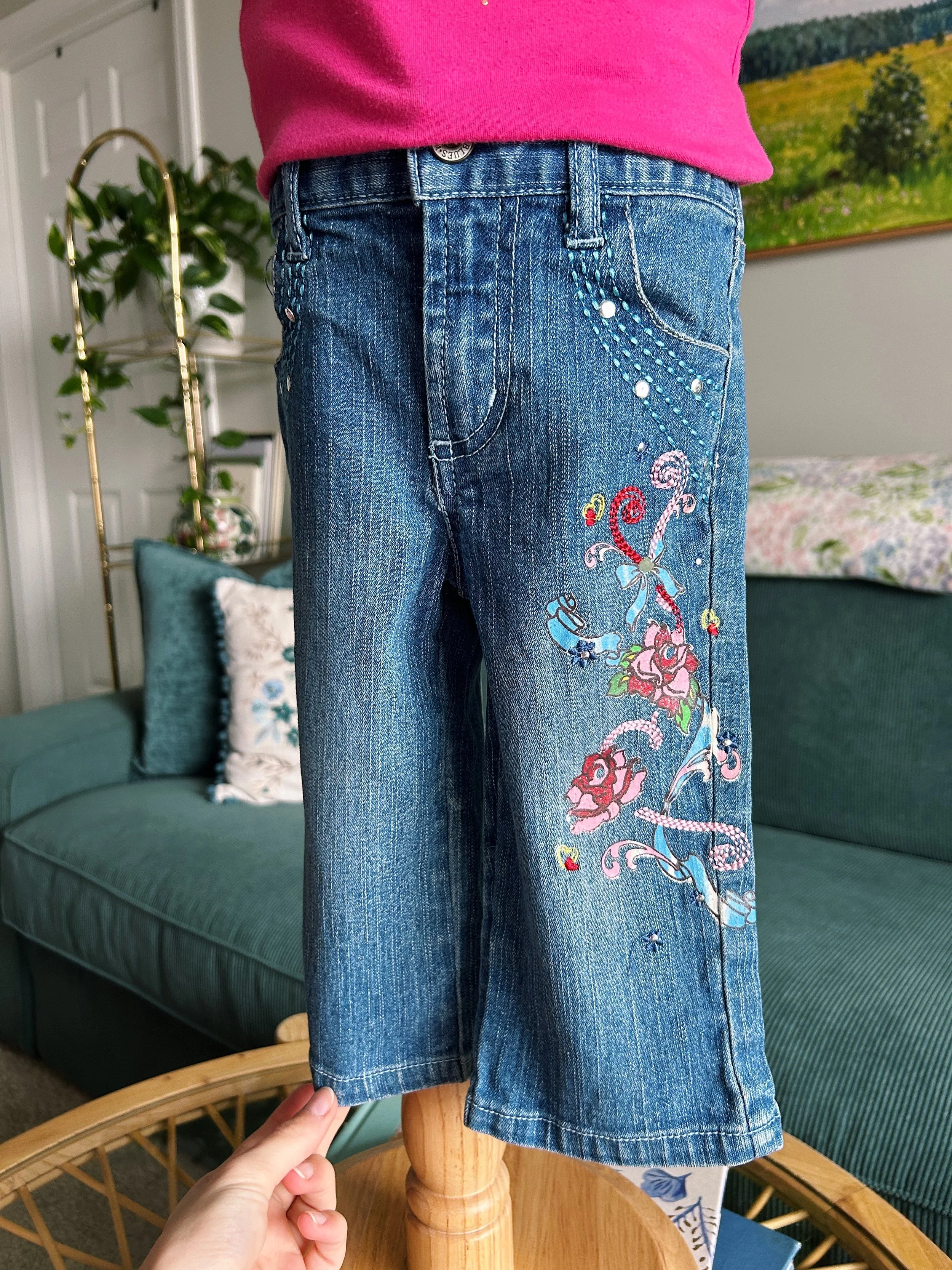 VTG Paris Blues Jeans Colorful Rhinestones