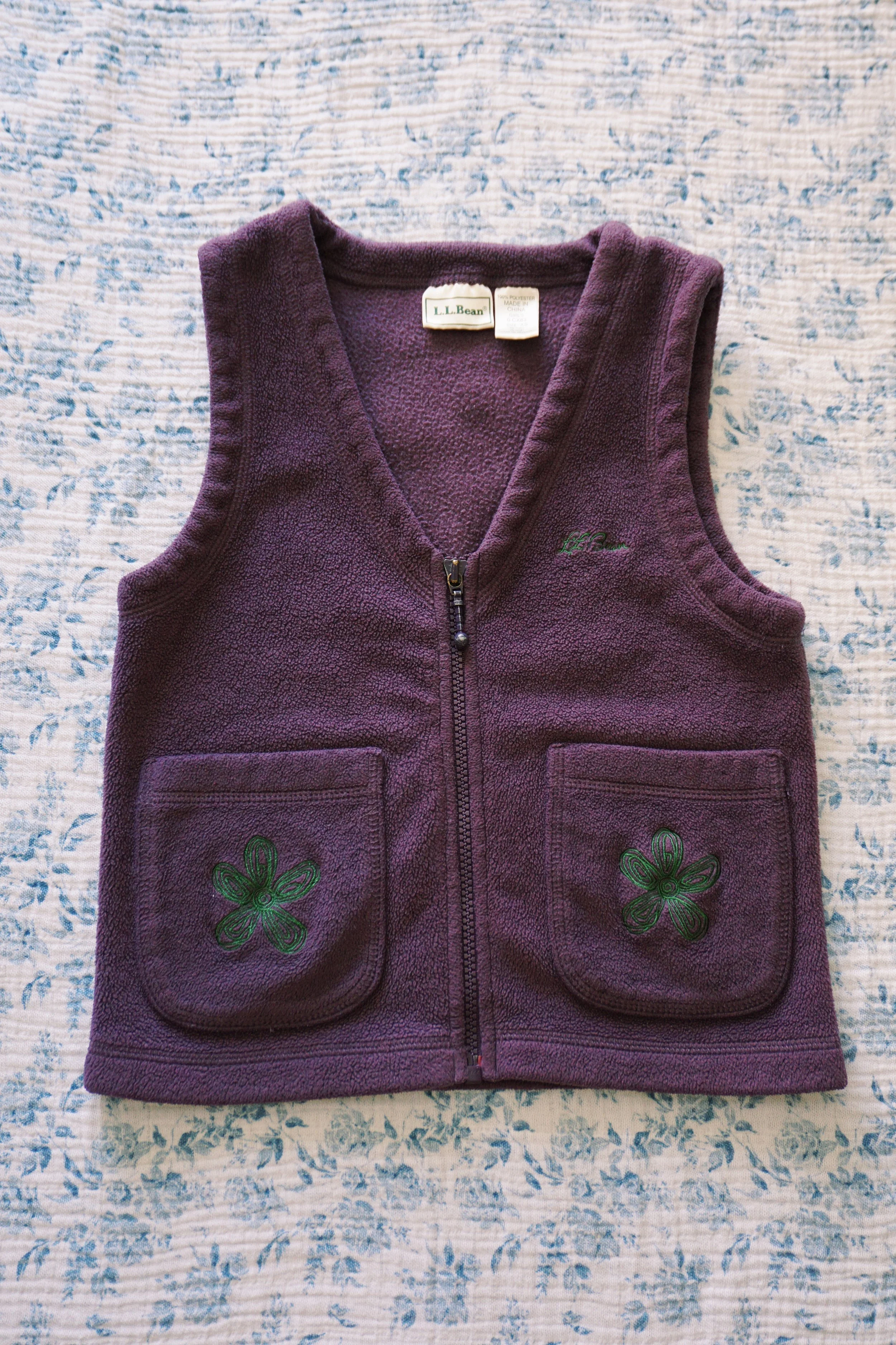 Vintage L.L. Bean Fleece Vest with Floral Pockets
