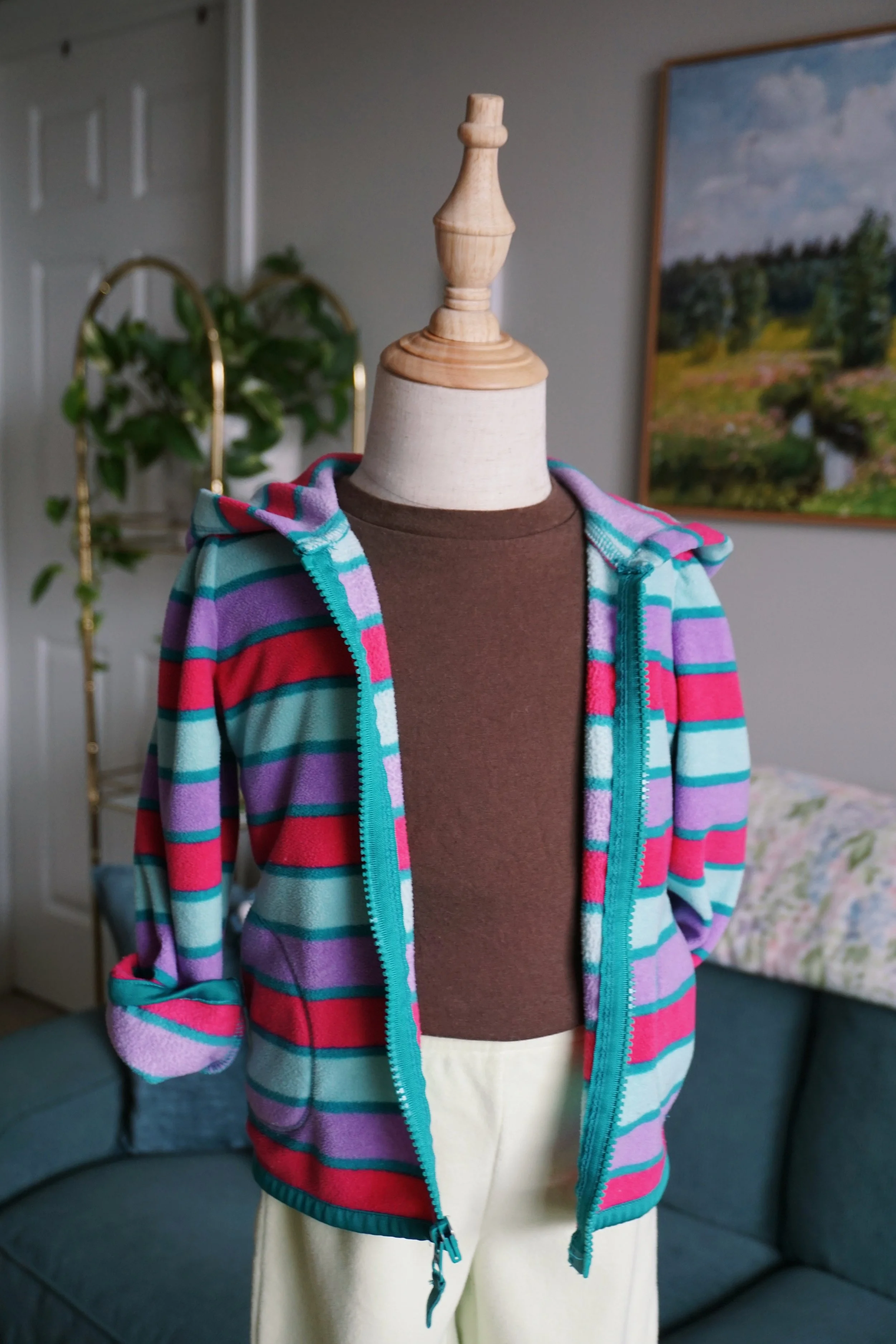 Y2K Circo Striped Hooded Fleece Zip-Up