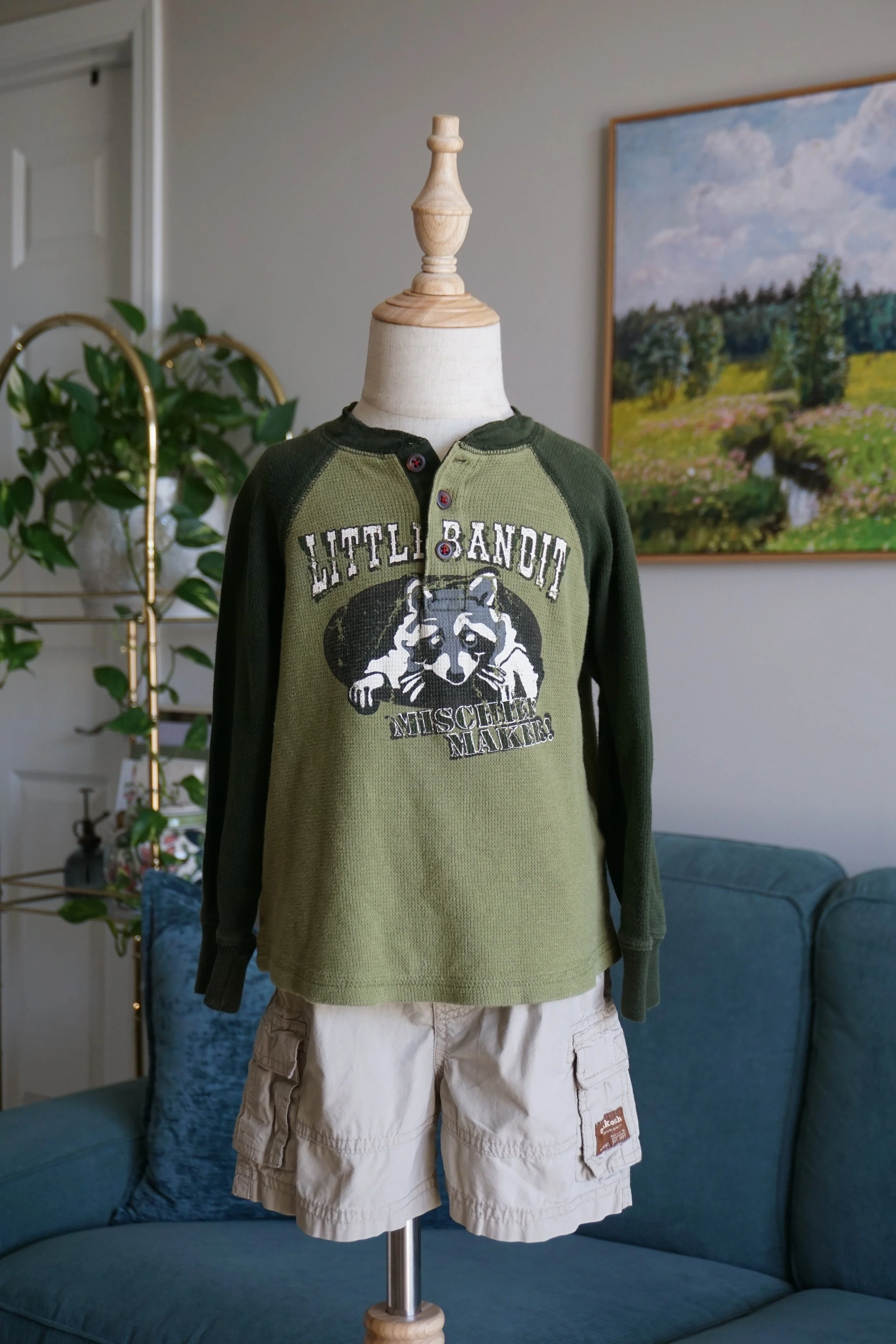 Little Bandit Henley Button Shirt