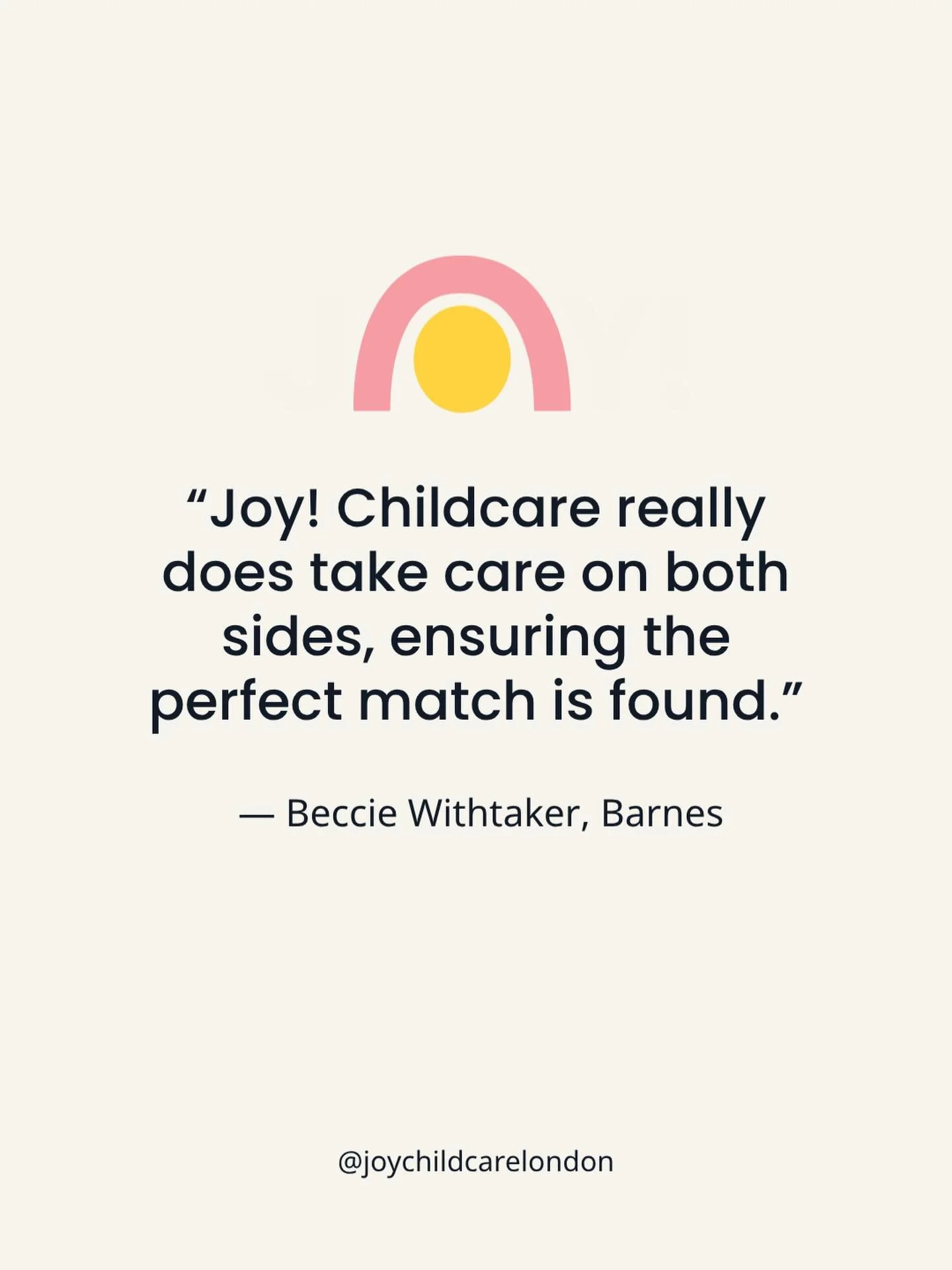 Hearing this means everything 🧡

&ldquo;We had such a positive experience with Joy! Childcare&hellip; Helene really listened to what we were looking for and all candidates put forward were excellent. She checked in after each interview and was such 