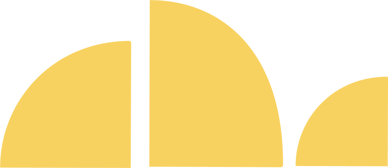 Pie chart with three segments in different shades of beige and yellow. JOY! Childcare Nanny Agency in London, UK.