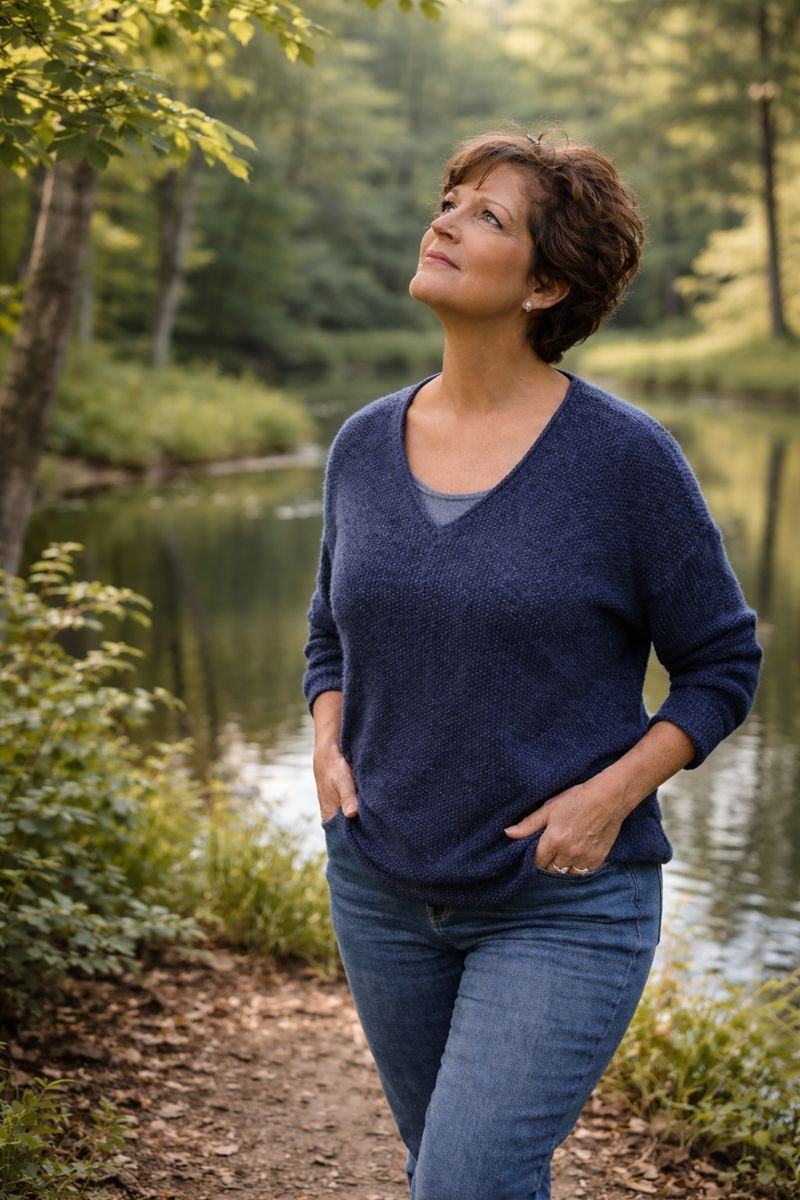 mindful woman in the forest