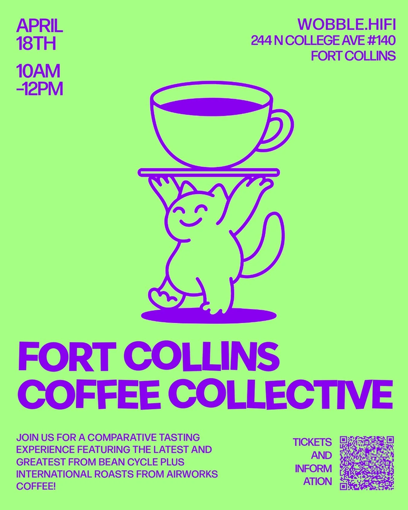 We&rsquo;re back! April 18th @wobble.hifi featuring @beancycleroasters and international roasts via @airworkscoffee. Join us! 

This month we&rsquo;ll be doing a spotlight on different drippers, come out and experience something new with Fort Collins