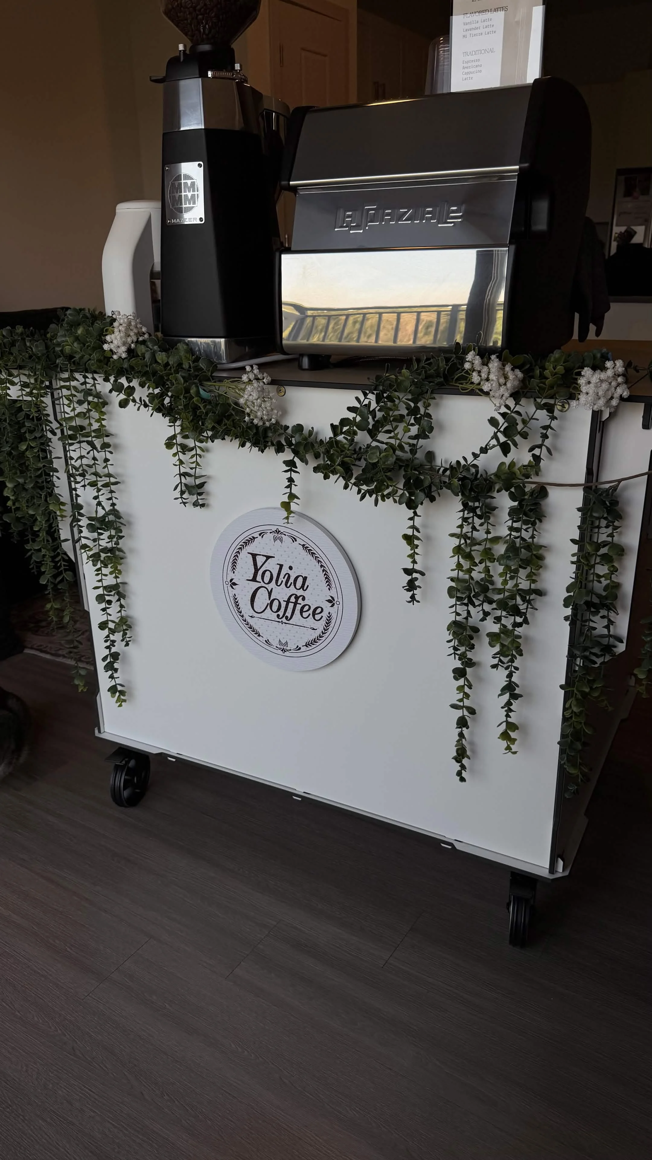 Yolia wedding coffee cart experience.
