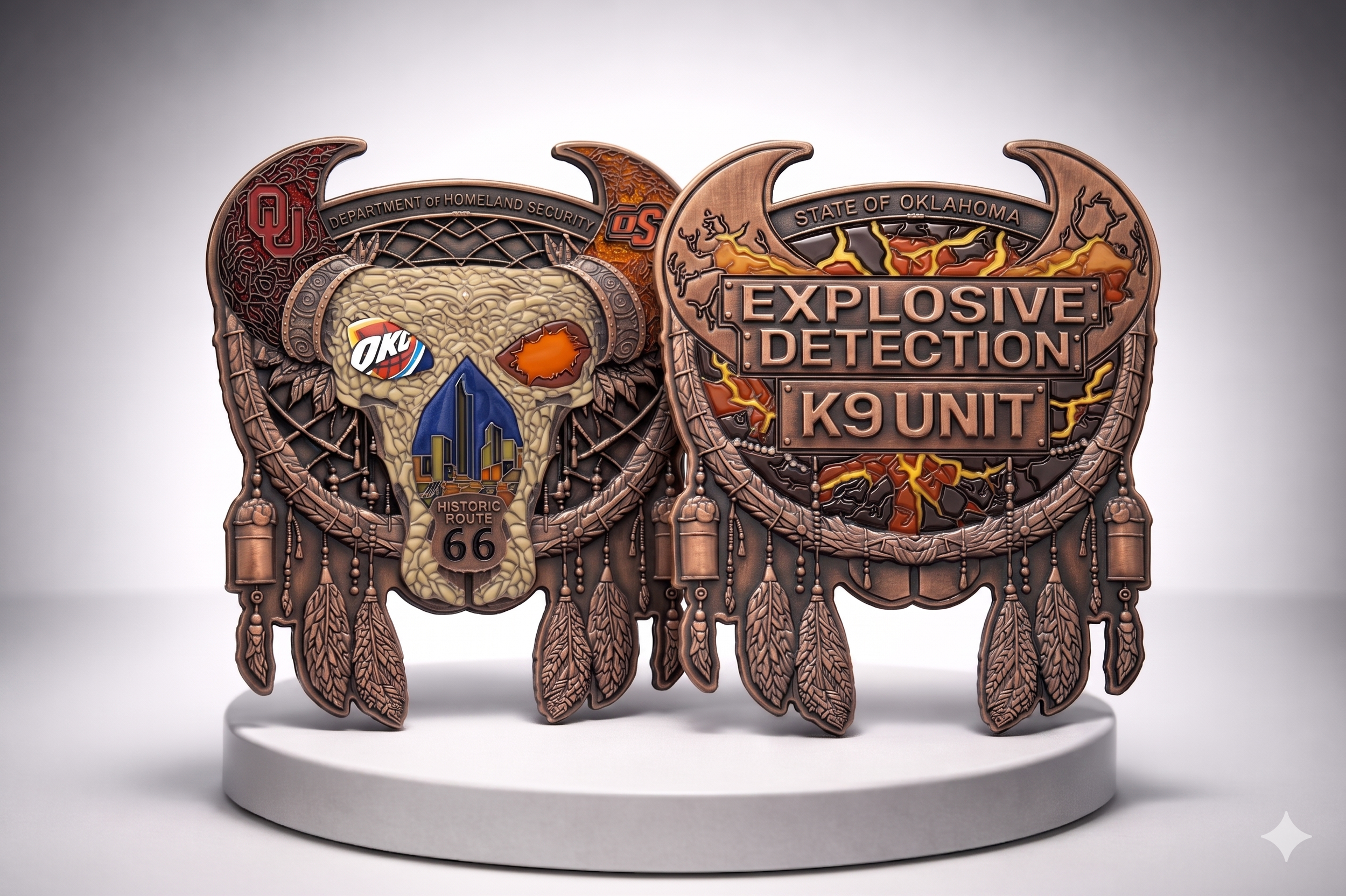 Oklahoma Themed Dreamcatcher K9 - Challenge Coin