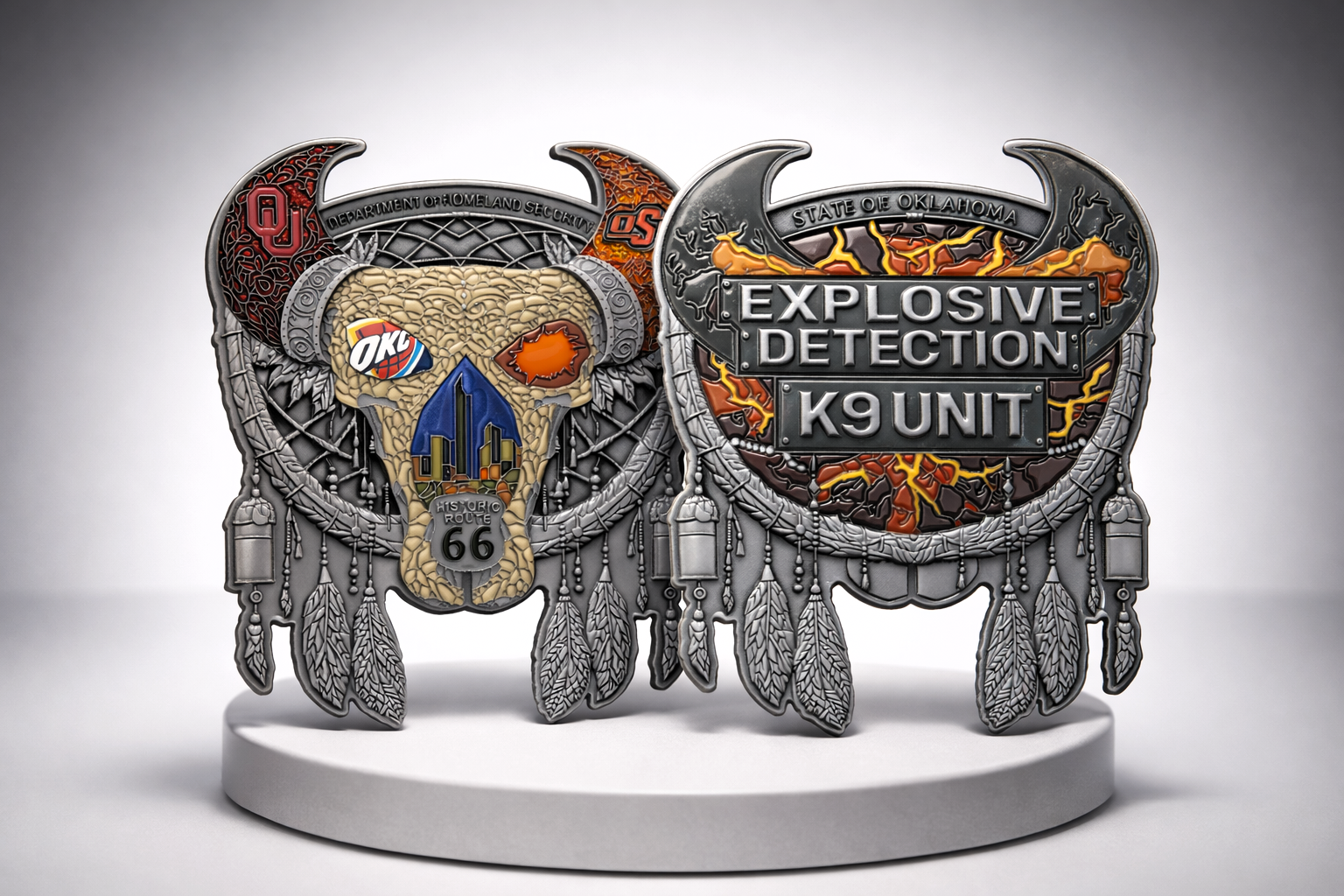 Oklahoma Themed Dreamcatcher K9 - Challenge Coin