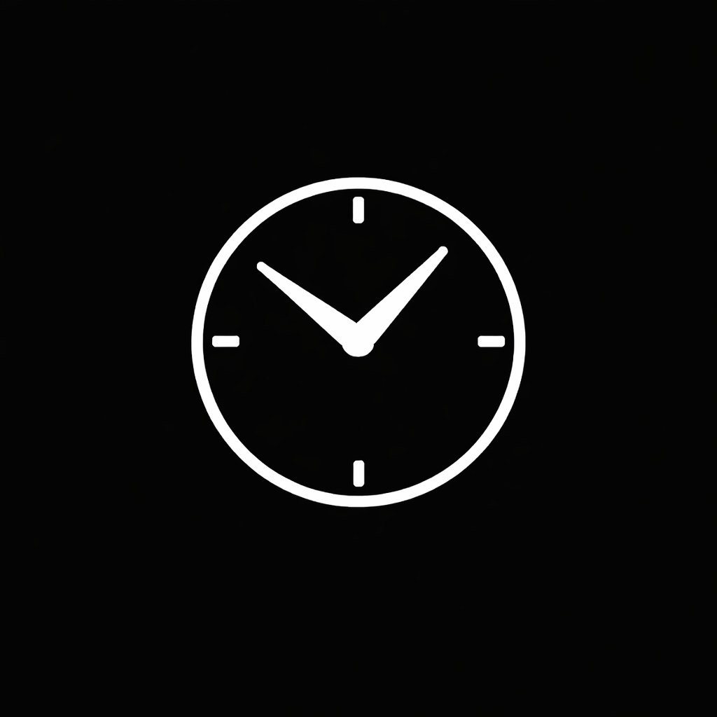 A black and white digital clock showing the time as 10:10.