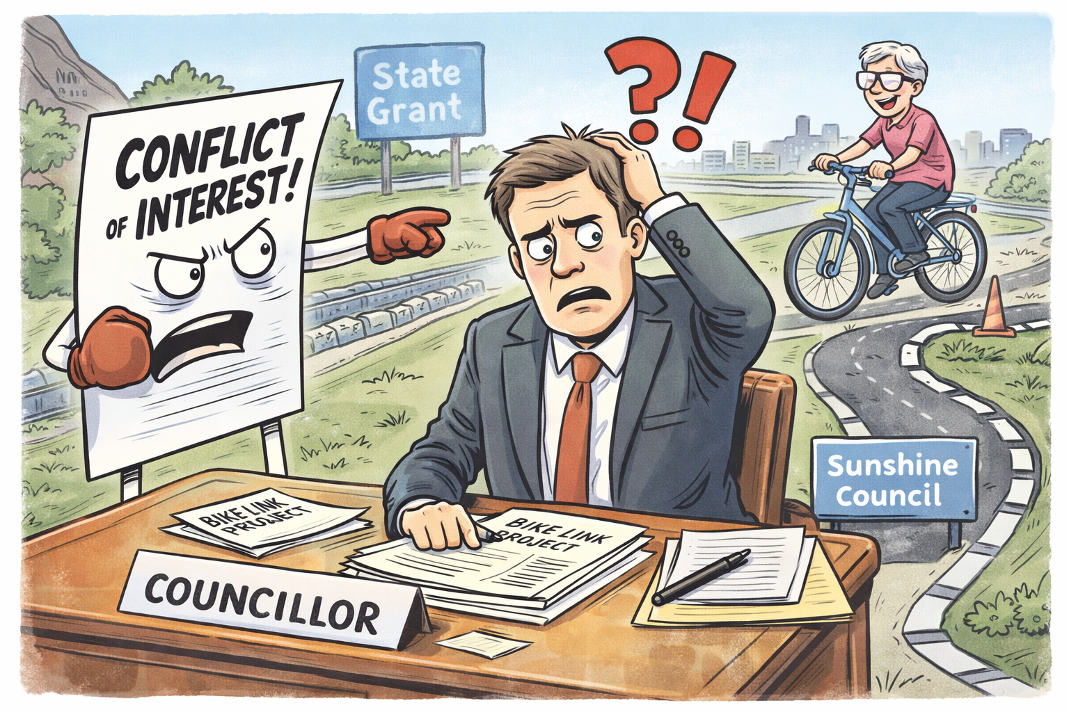 NOOSA GAZETTE (SATIRE) “BIKE PATH SCANDAL ROCKS REGION: MOTHER FAILS TO PROFIT, OUTRAGE ENSUES”