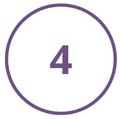 Number four in purple inside a white circle with purple border.