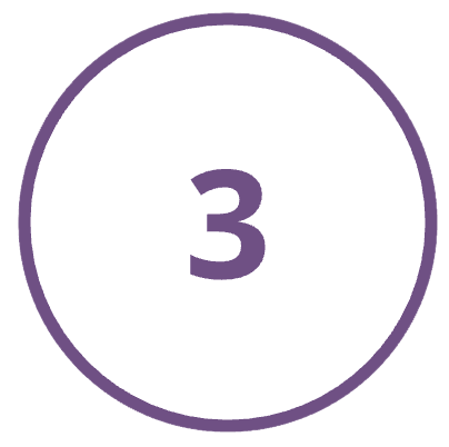 Number three inside a white circle with a purple border.