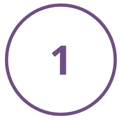 Number 1 inside a purple-outlined white circle.