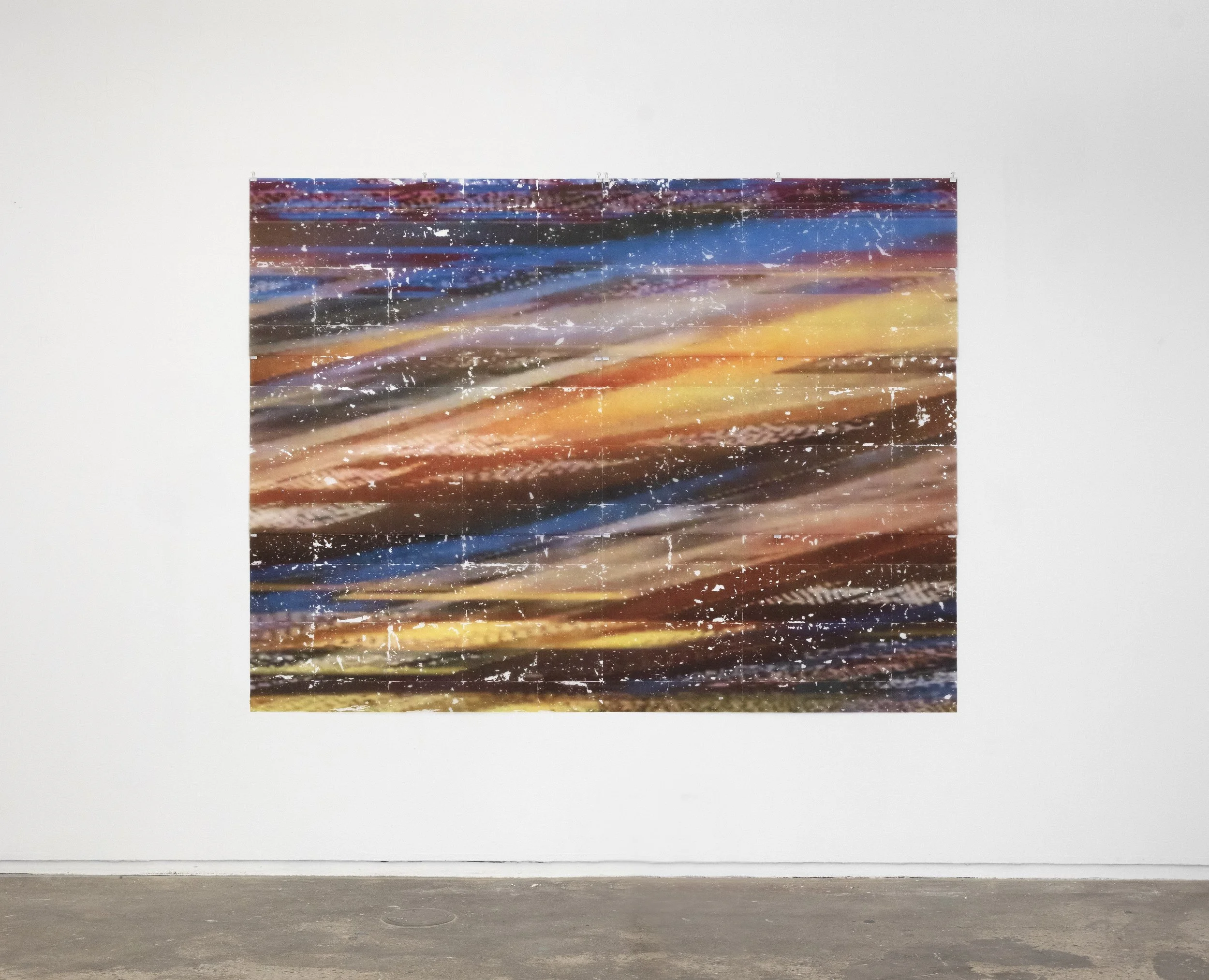 Data Scramble, Laser toner, acrylic gel medium on polycarbonate, 73.5 in. x 97 in., 2020
