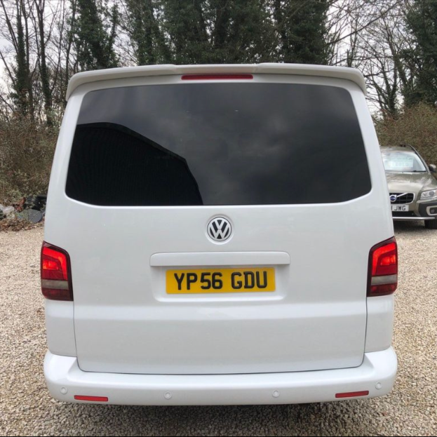Tailgate of the van with the new mk5 badge that doubles as a handle