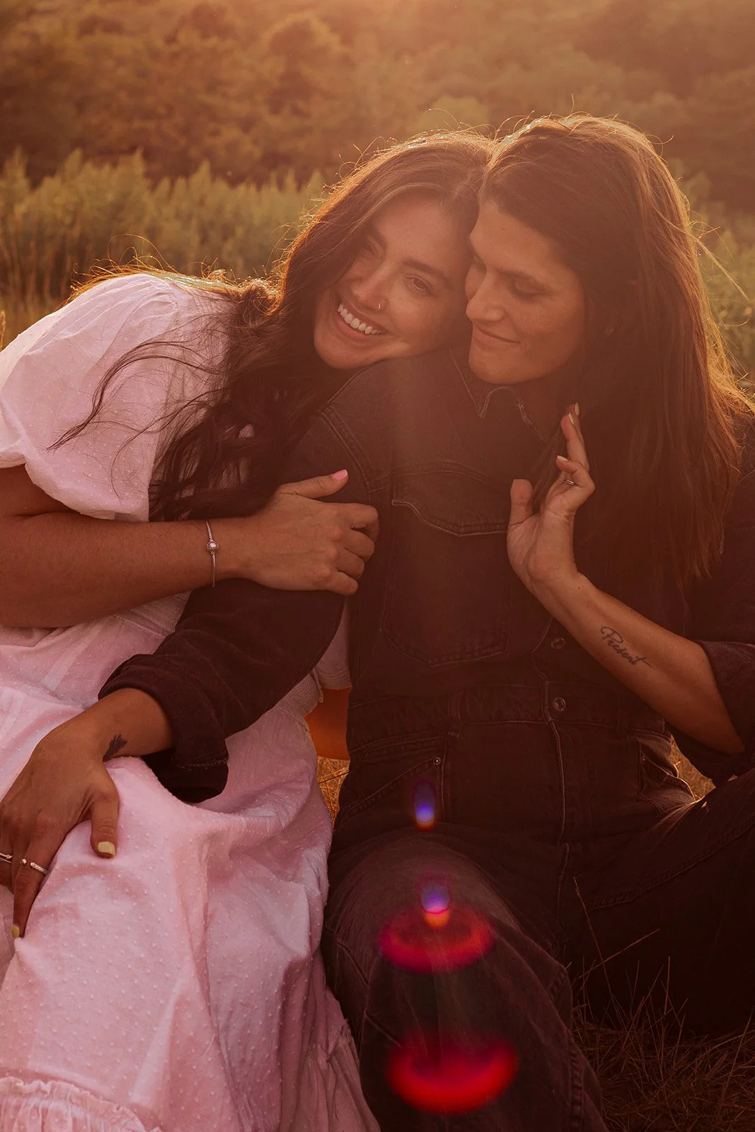 Cinematic LGBTQ+ couples photography in Cape Cod with warm tones and natural movement, ideal for anniversary or engagement sessions