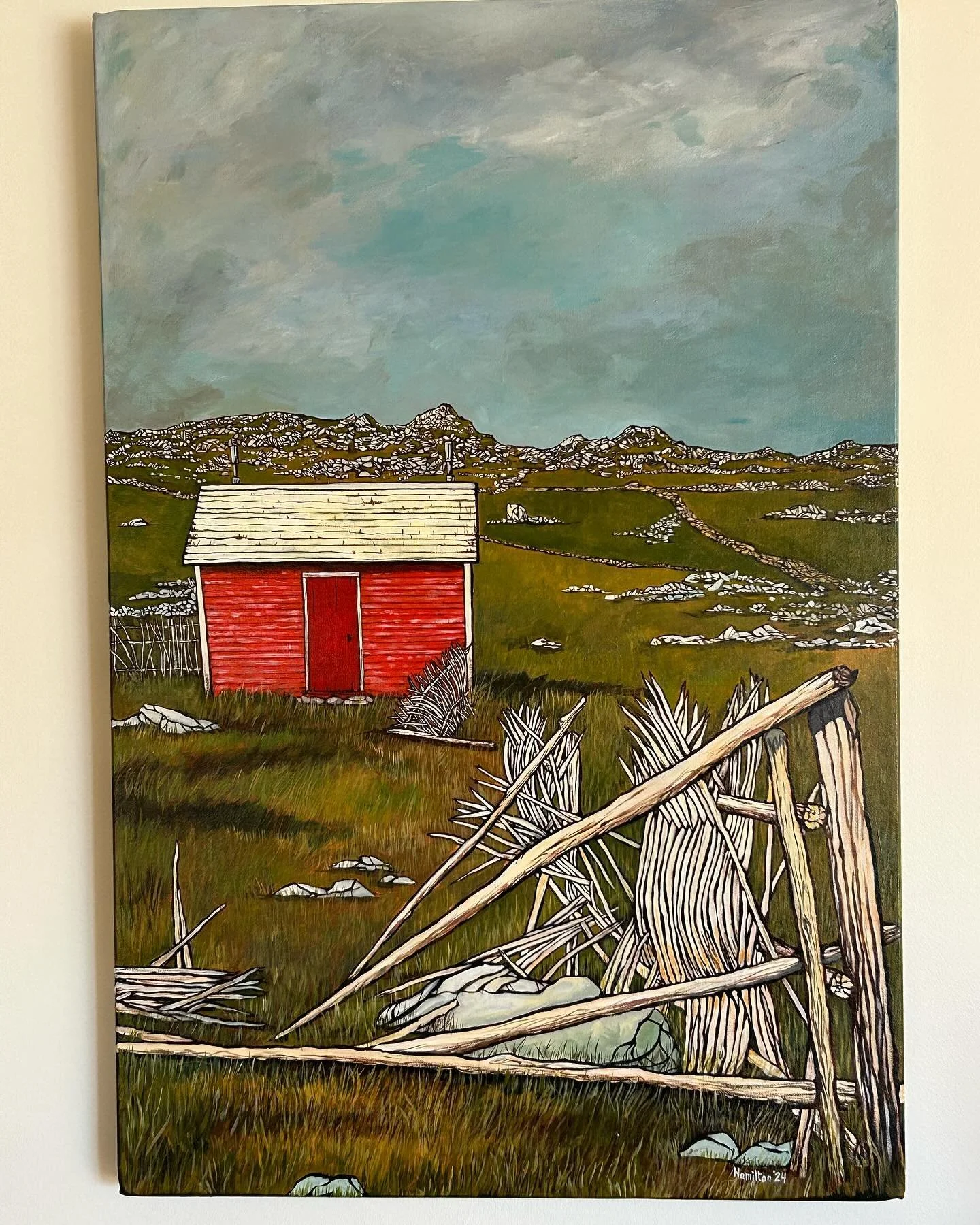 Same Salt Shack in Bonavista Bay as before, only this time a different view, and a much larger painting at 36&rdquo; x 24&rdquo;. Still in acrylic on canvass.
