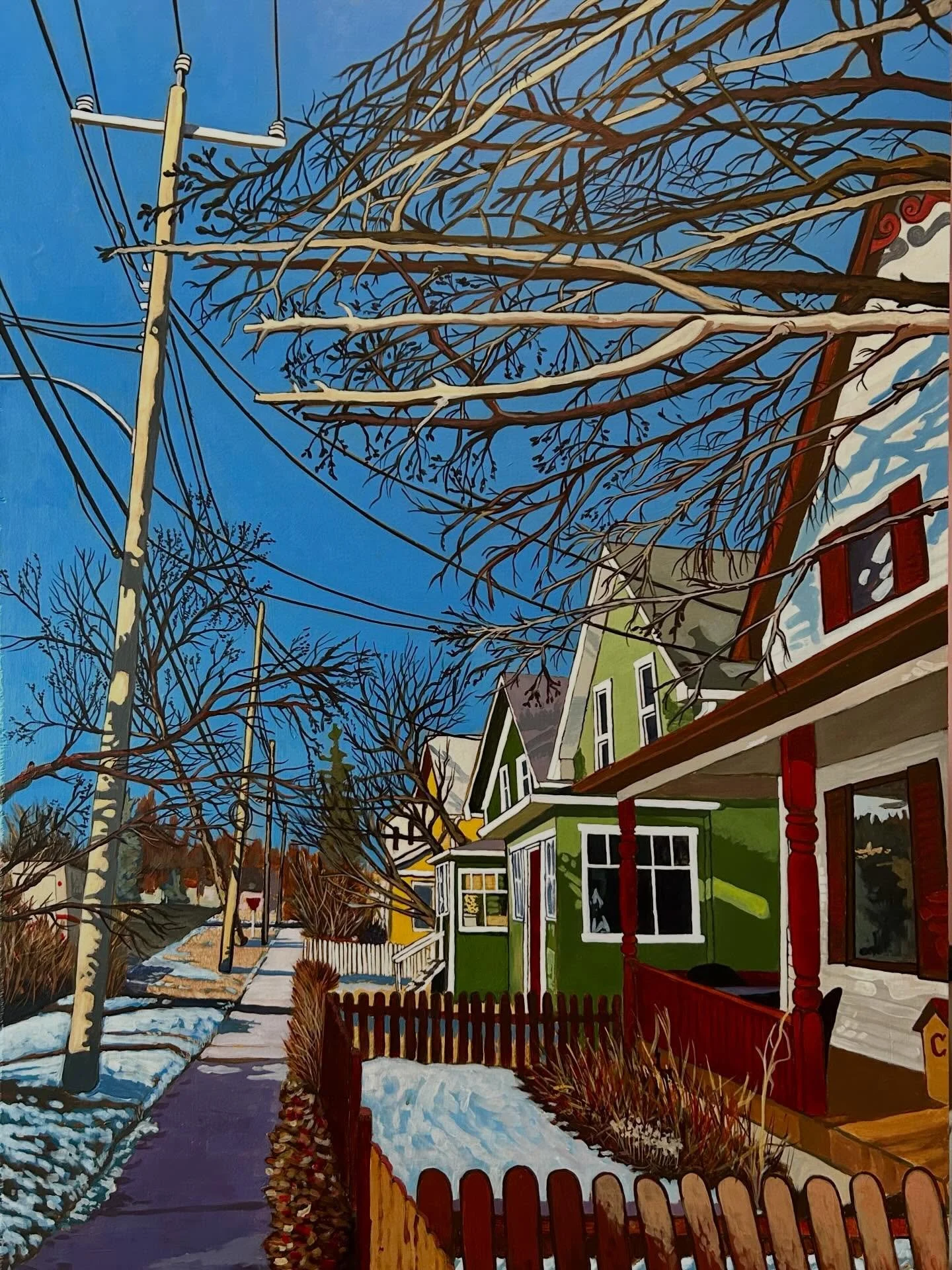 This piece is from an early morning walk I took in Calgary in February, so I called it &ldquo;An Inglewood Morning&rdquo;. Larger than my more recent work because I sized it to fit an extra frame I&rsquo;ve been saving, the image comes in at 21&rdquo