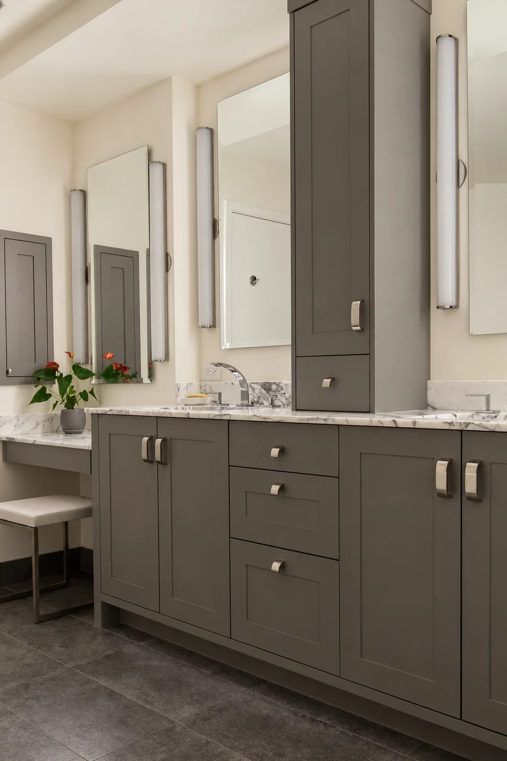 Serene Gray Vanity with Unlit Sconces.webp