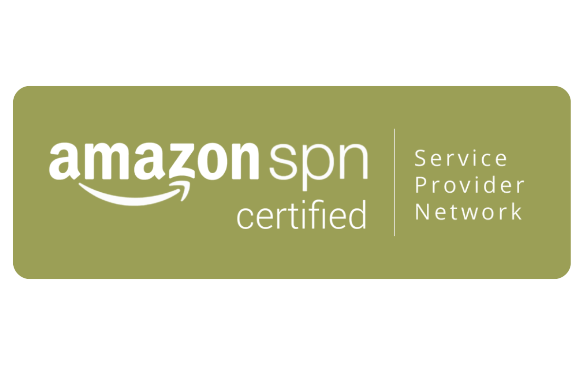 Amazon SPN certified service provider network logo on an olive green background