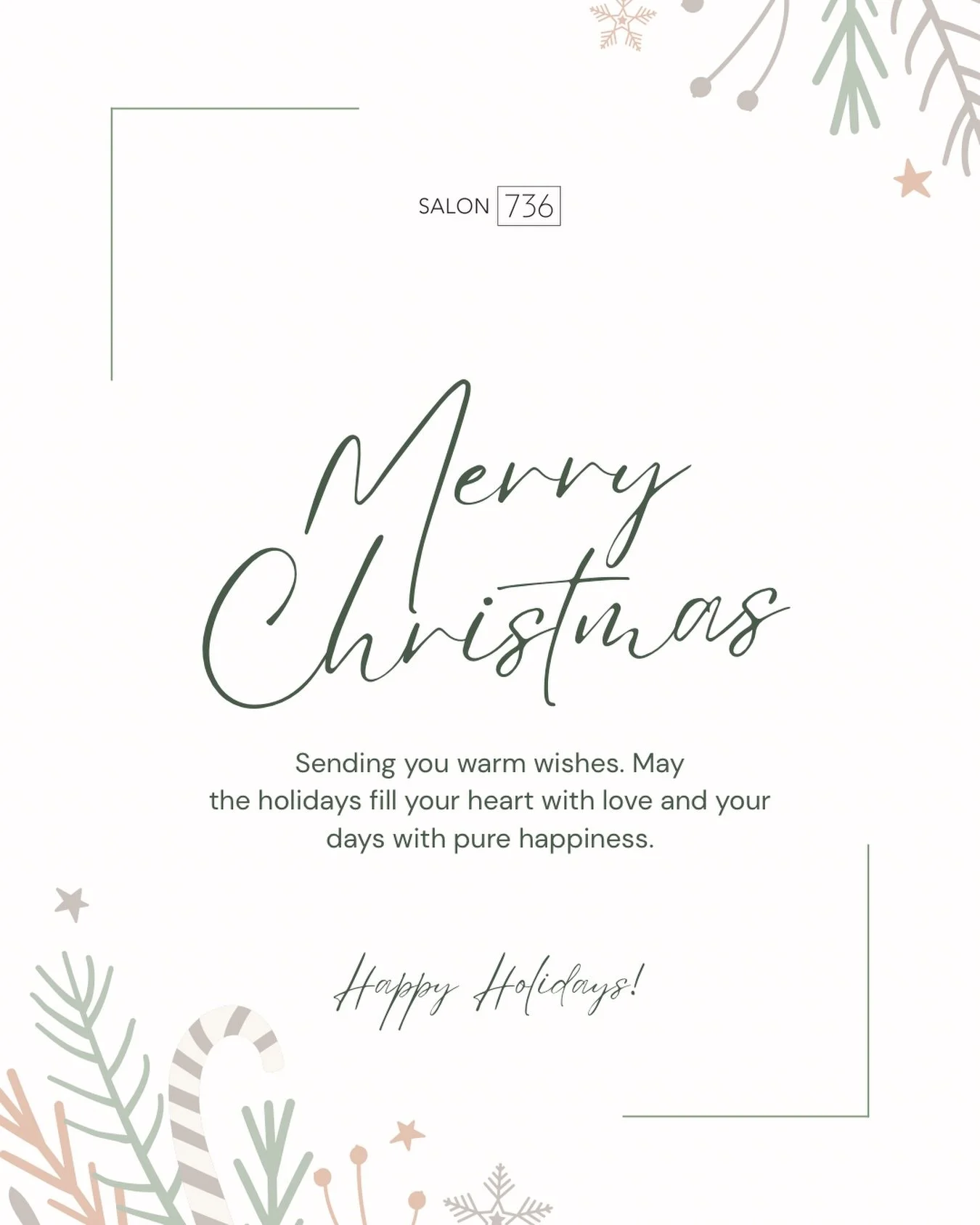 Happy Holidays from Salon 736

This season, we&rsquo;re feeling extra grateful.
Grateful for the dream that turned into these walls.
Grateful for our incredible renters, assistants, and artists who make this space what it is.
And endlessly grateful f