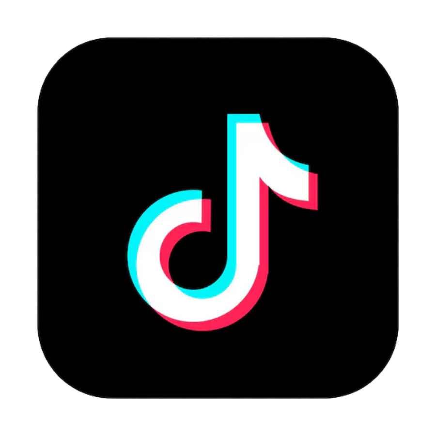 TikTok app icon with a black background and a multicolored musical note logo.