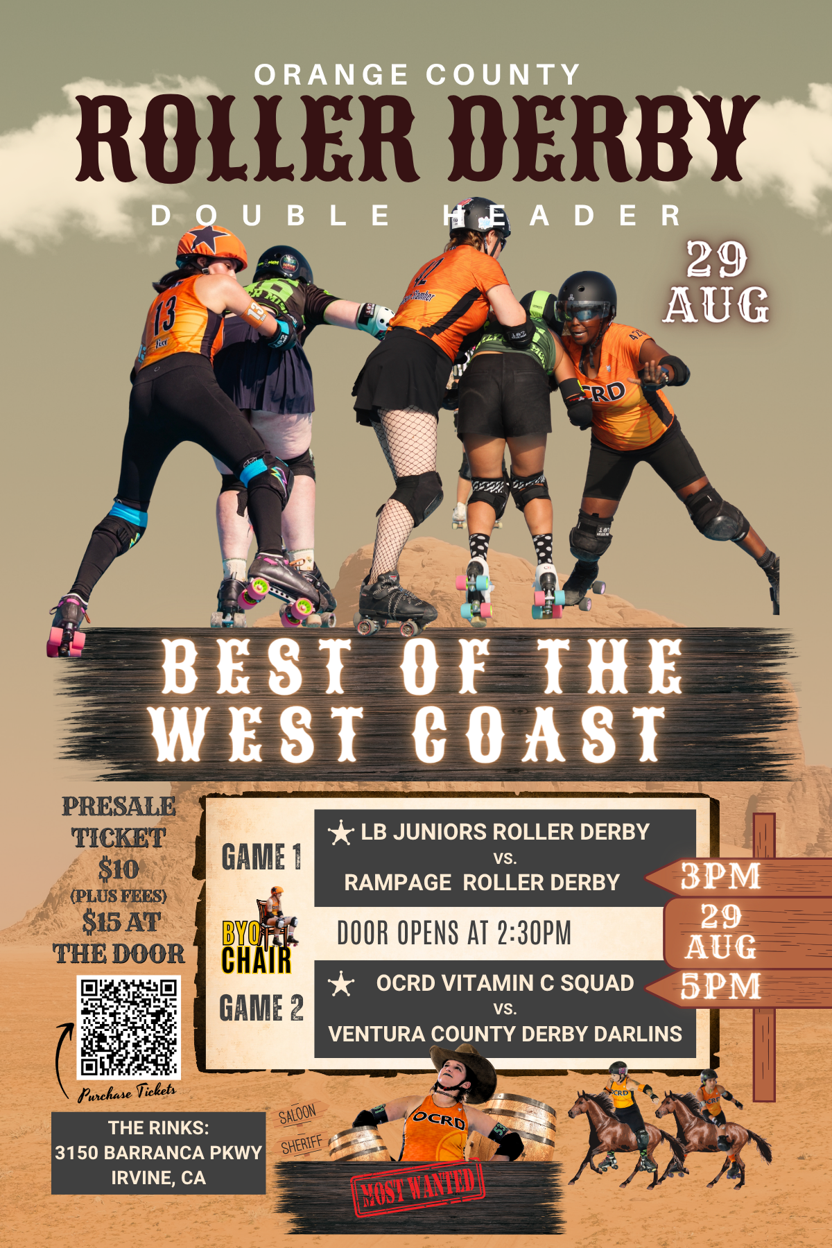 OCRD Vitamin C Squad vs Ventura County Derby Darlins + Juniors Roller Derby (Best of the West Coast Showdown)
