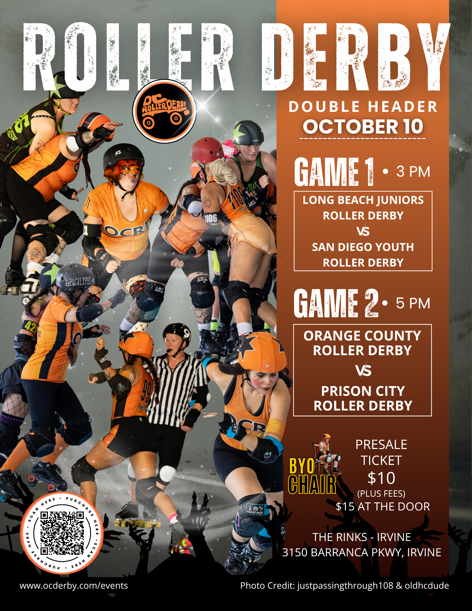 OC Roller Derby vs Prison City Roller Derby + Juniors Roller Derby (Rolling Dead Theme)