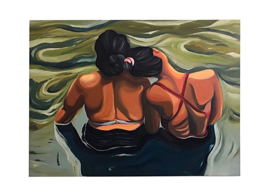 Lean on me, 30 x 40 in, oil on canvas, 2019
