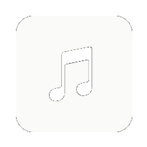 Music note icon on a black background.
