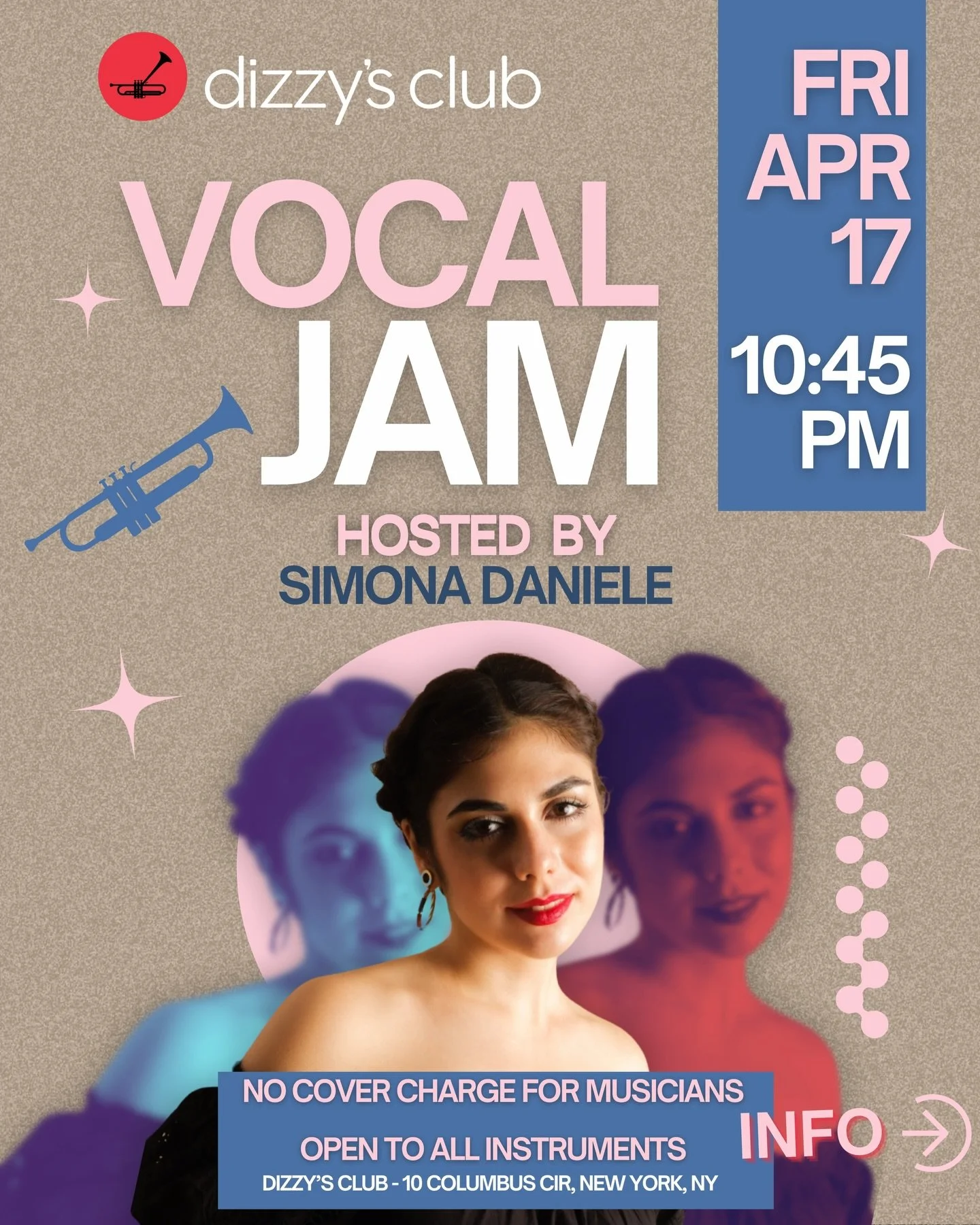 🎤✨ On Friday, April 17th &mdash; Vocal Jam at Dizzy&rsquo;s Club (@jazzdotorg)!

Kicking off the night with the incredible Esteban Castro (@estebanmcastro_) and his band before opening the stage to all voices and instruments. 
Come share the mic, br