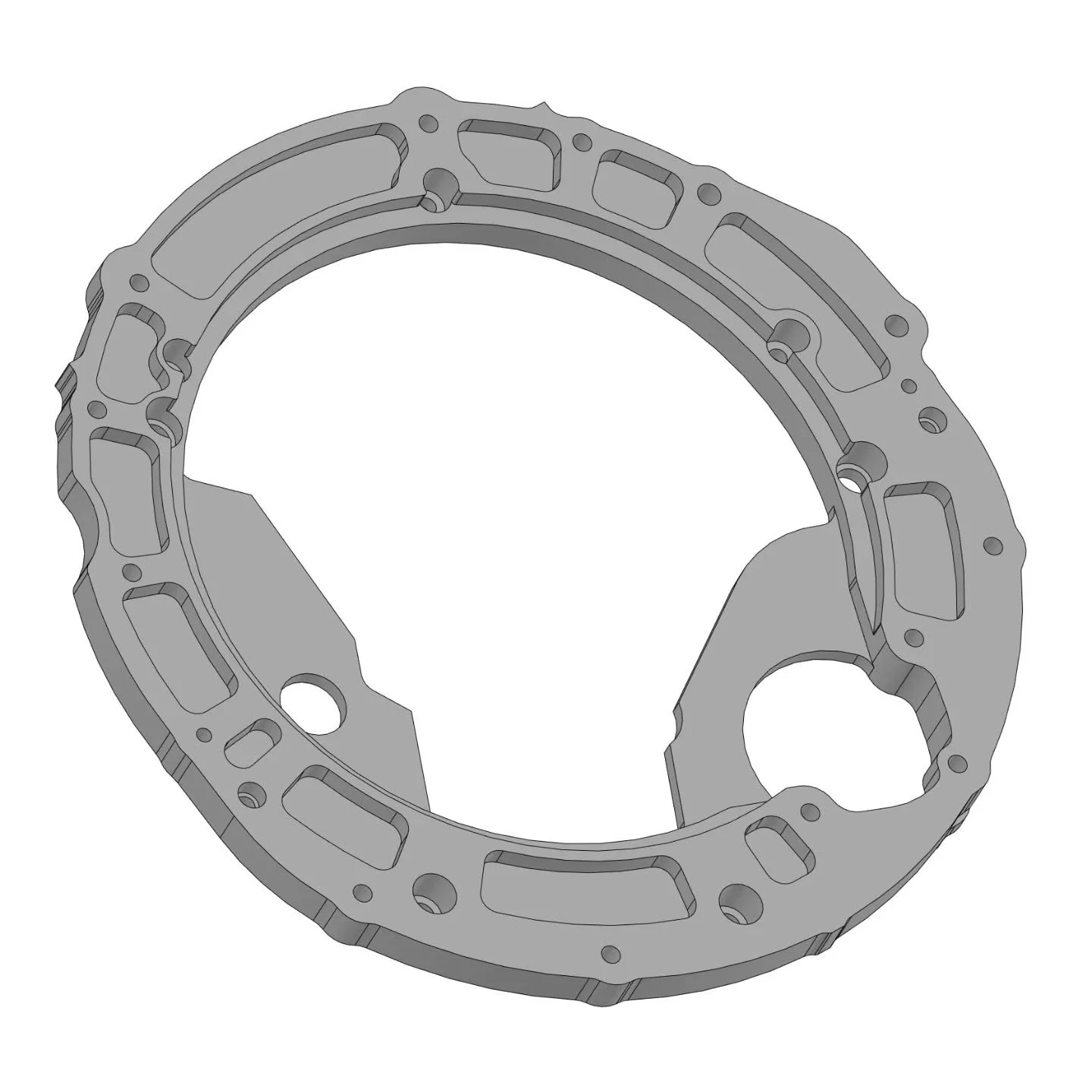 #8HP to #M50 adaptor plate for @270.fab over in the US, going in a 1300 HP #BMW #E36. Modeled from a provided scan, then clocked 10 degrees to swing the engine closer to vertical.

Reverse engineering from scan data available, message here or contact