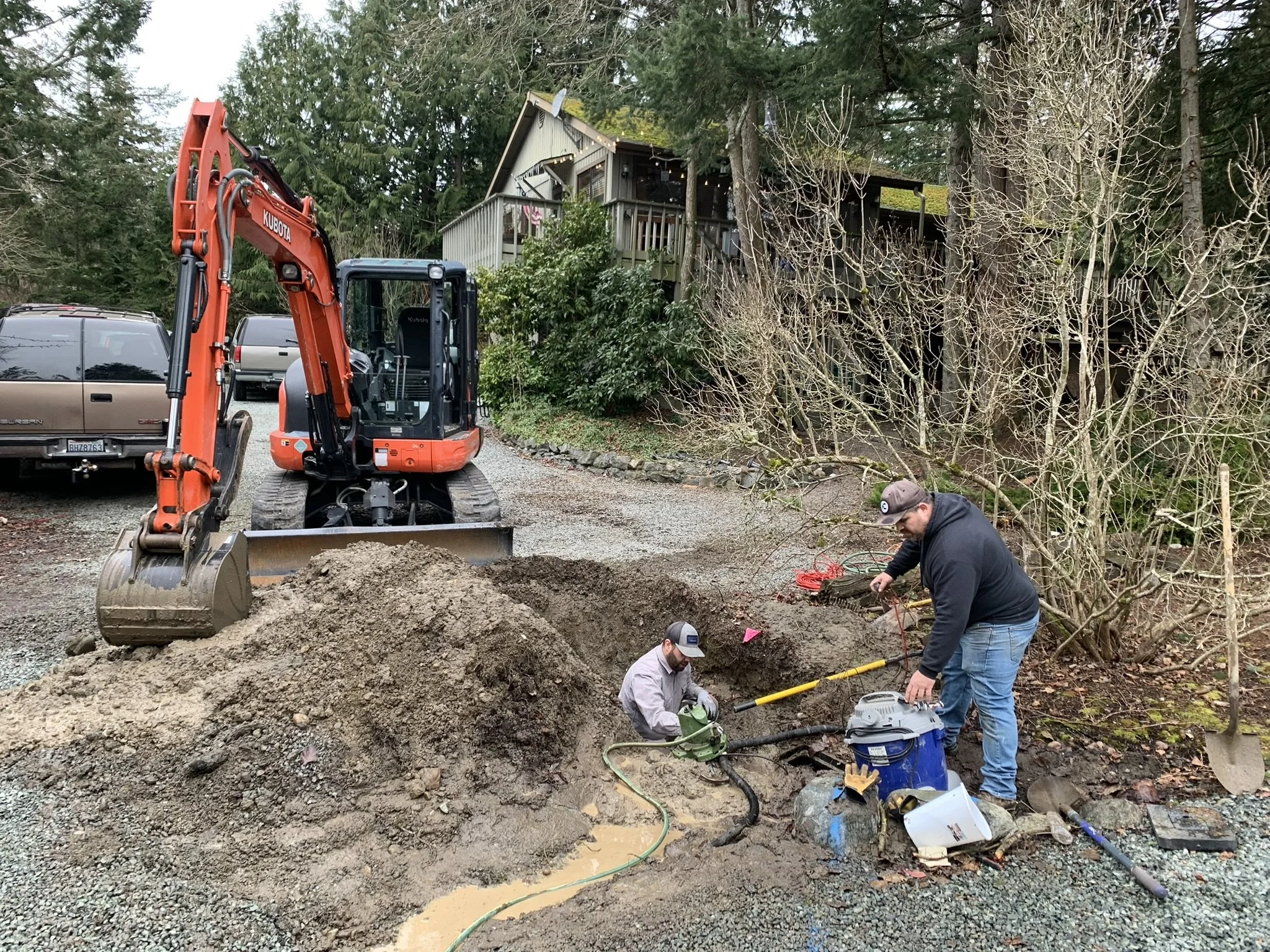 Utility line, Water line, septic systems, mound, sand, gravel, Material Hauling