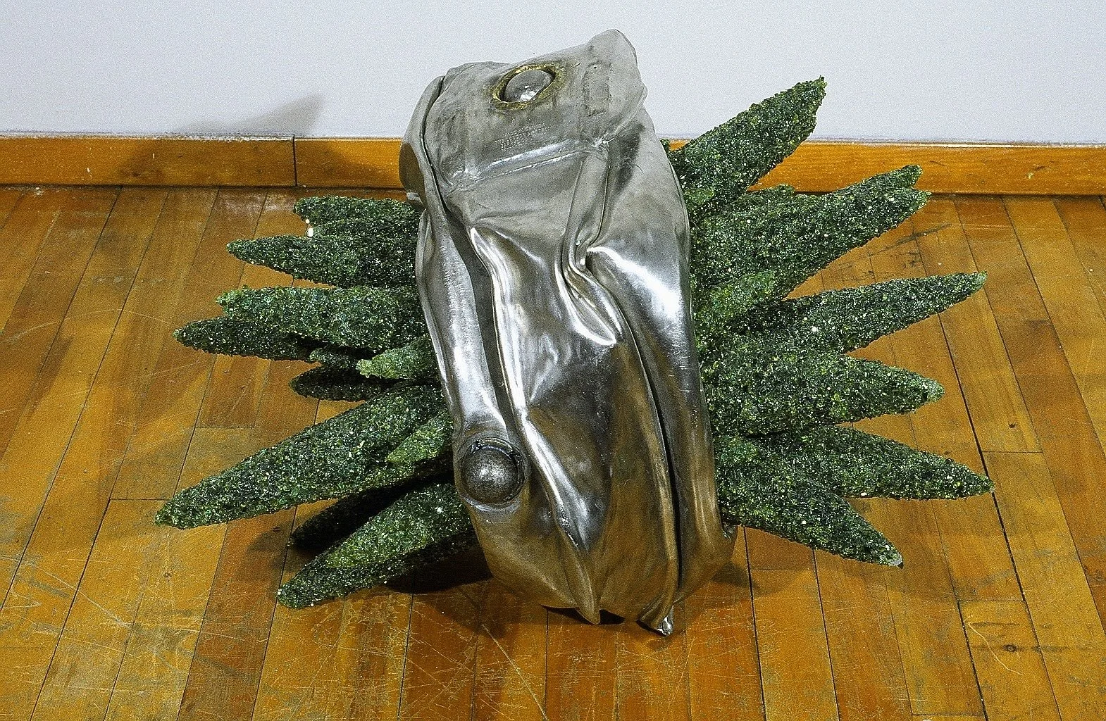 Simultaneous. Styrofoam, silicone, crushed glass, crushed aluminum keg. 2002.