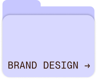 A light purple file folder labeled 'BRAND DESIGN' with an arrow on it.