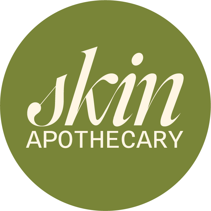 Skin Apothecary logo with white text on a green circular background.