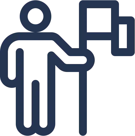 Icon of a person holding a flag.
