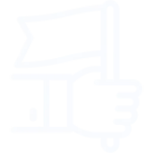 Icon of a hand holding a flag, symbolizing independence.