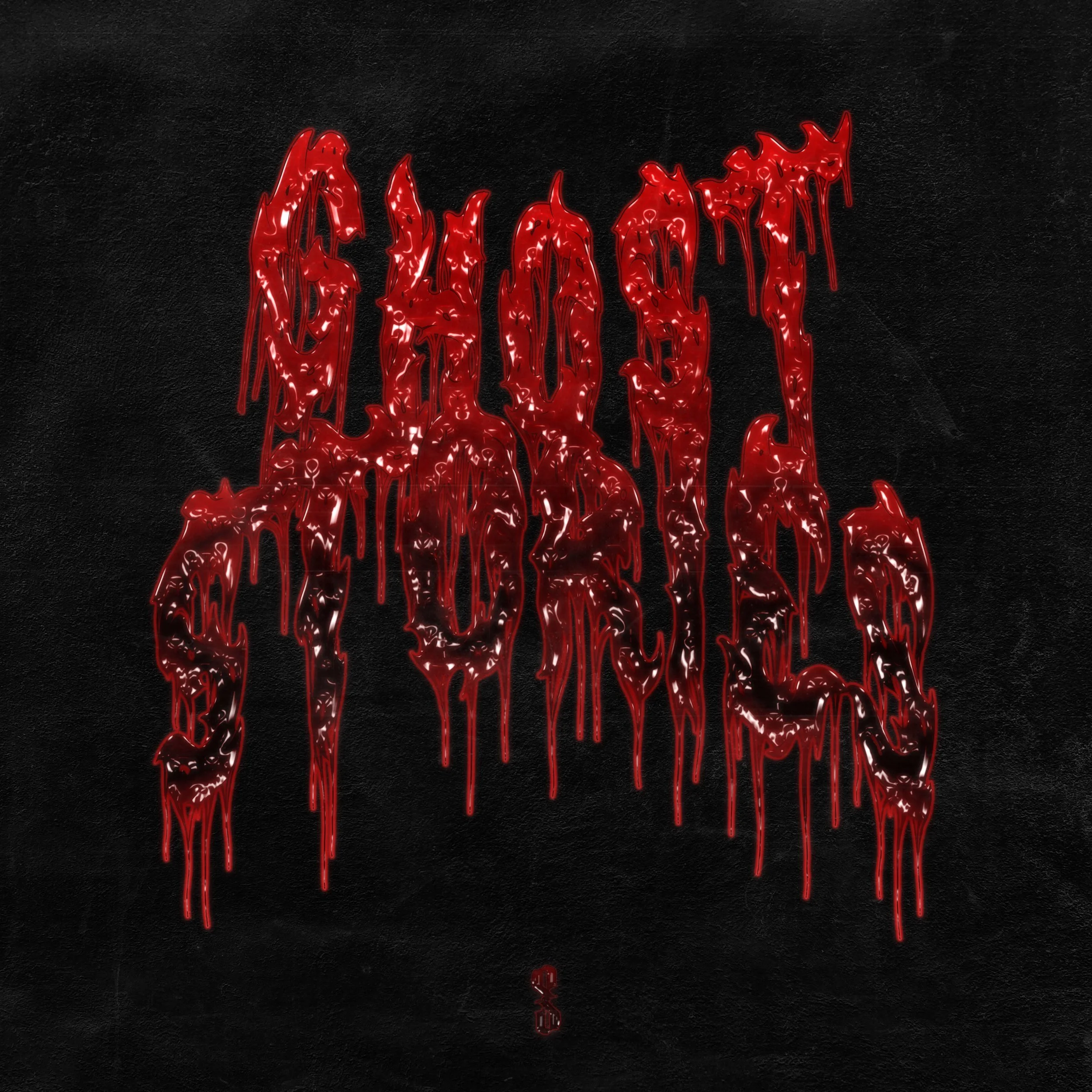 Text that reads 'GHOST STORIES' in red, dripping, horror-style font on a black background.