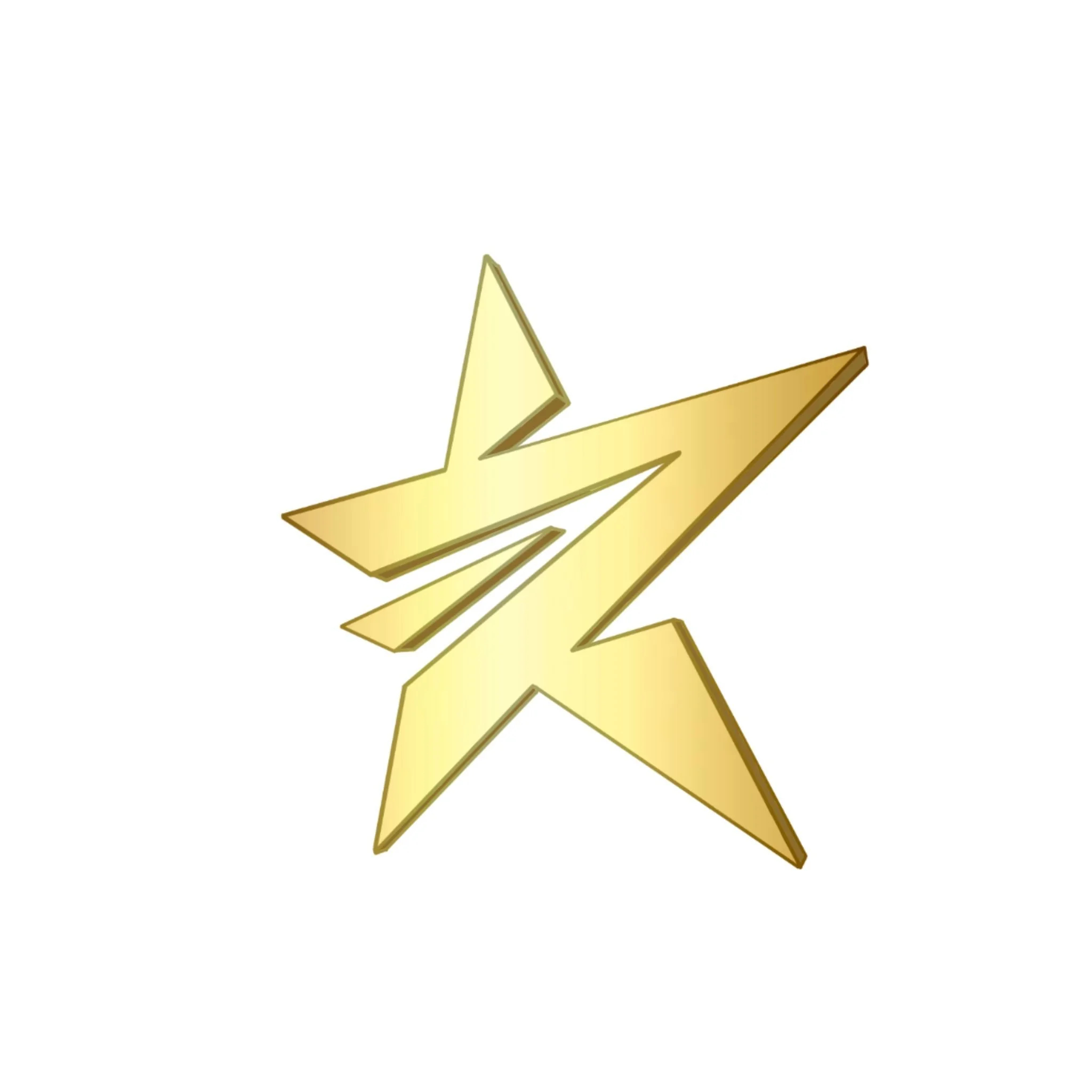 Gold star-shaped badge with a lightning bolt design in the center.
