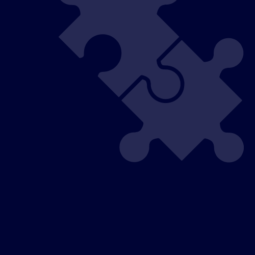 Dark blue background with a puzzle piece graphic outline