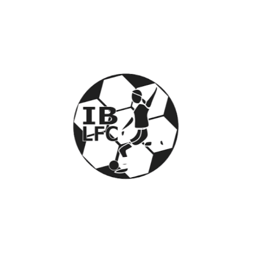 A circular logo featuring a soccer ball background, a cartoon dog with a football helmet, and the text "IB LFC".