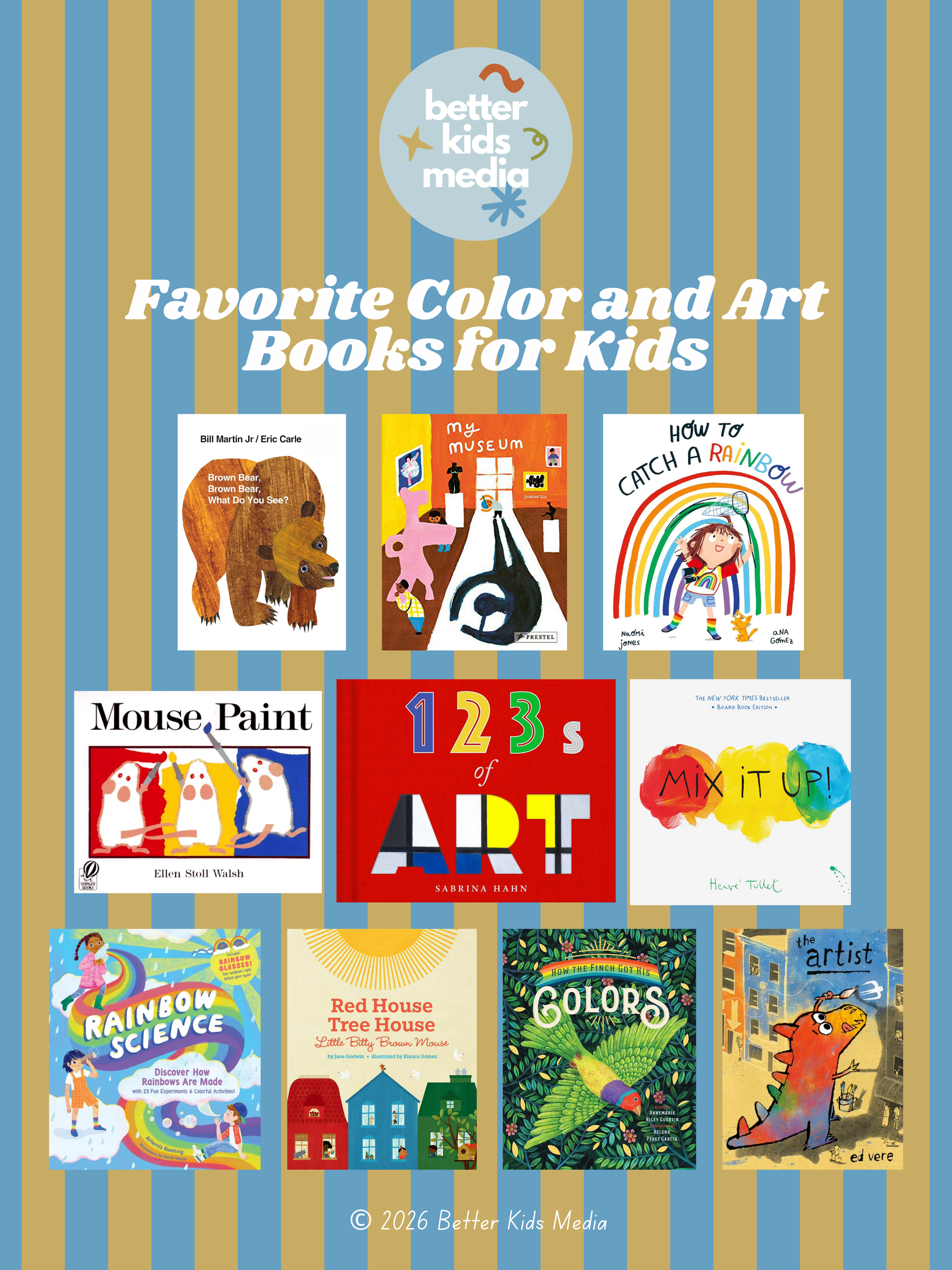 Pictures of books for kids about art and color.
