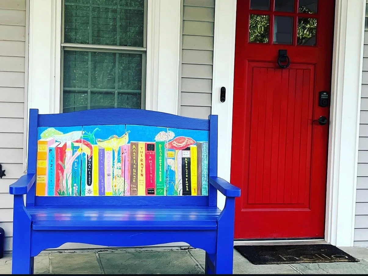 Title: Sine Qua Non, 2023.
Acrylic on cedar.

All books featured are authors born, raised or lived for years in the state of Virginia. 
Auctioned with proceeds benefitting 
The Vienna Arts Society