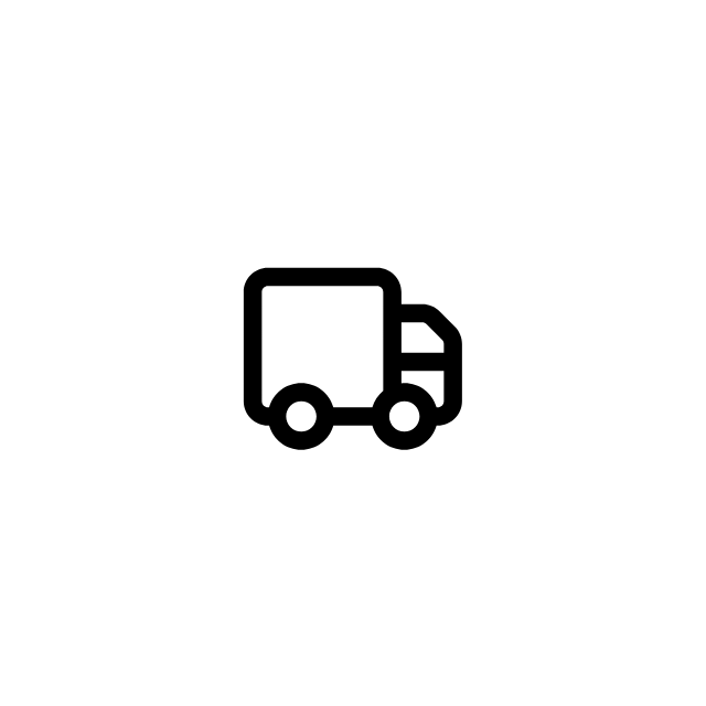 Simplistic black and white icon of a delivery truck