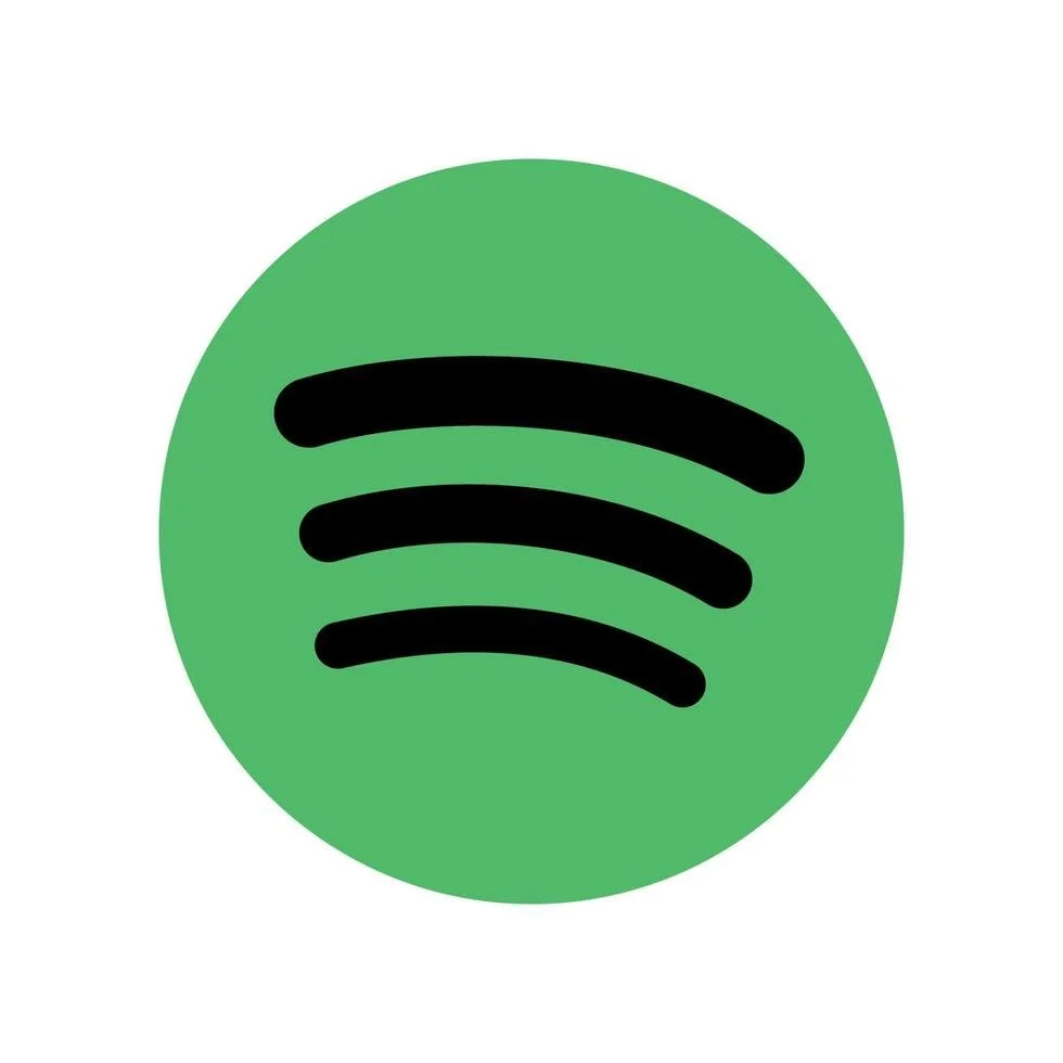 Green circle with black curved lines resembling the Spotify logo.