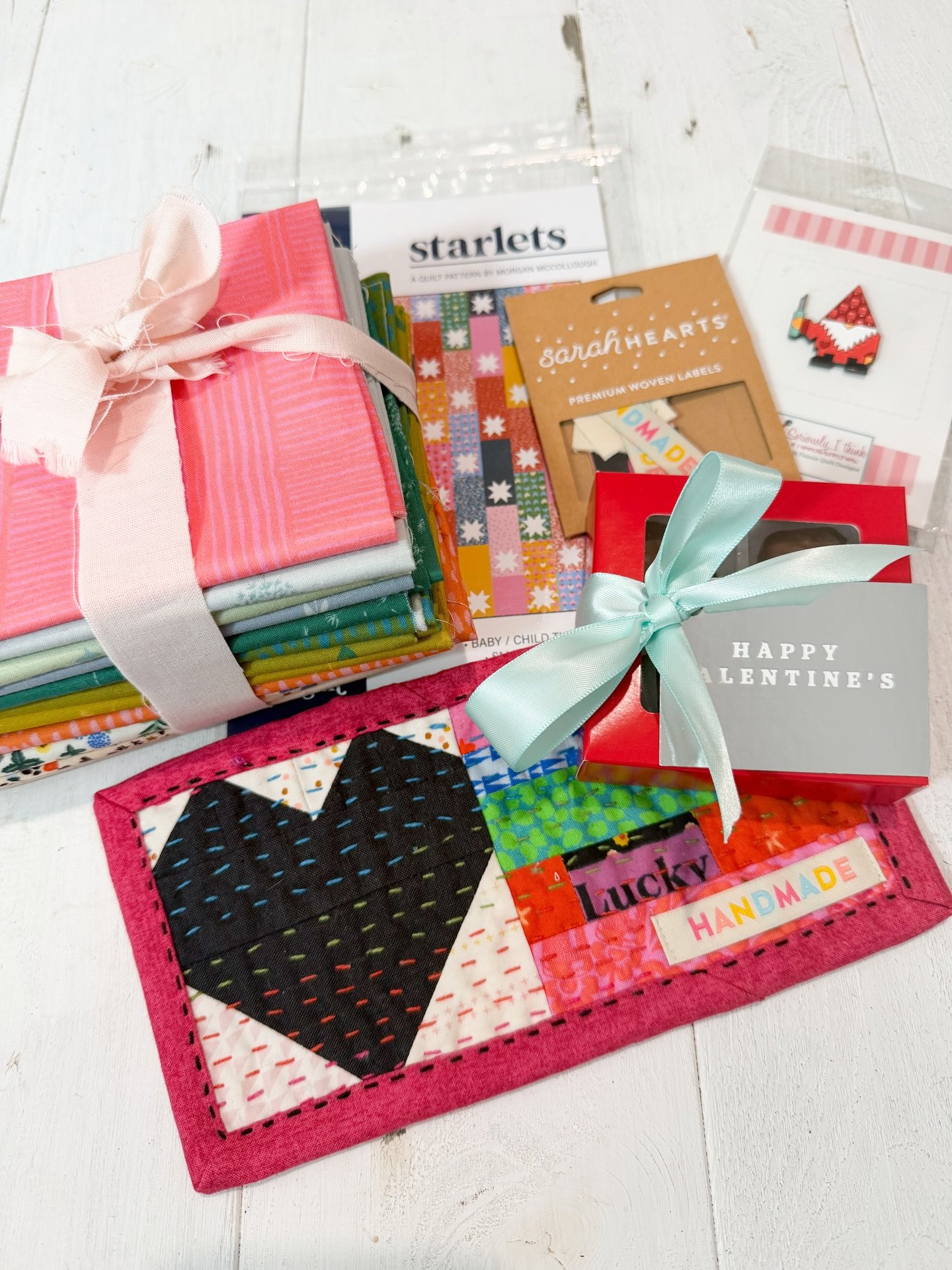 Gift for my Galentine! 
 
I&rsquo;ve had the time of my life shopping and sewing. Kiddo found her Instagram and helped me build her a fabric bundle. I&rsquo;m in love and kinda want to open a fabric shop where all I do is build surprise fabric bundle