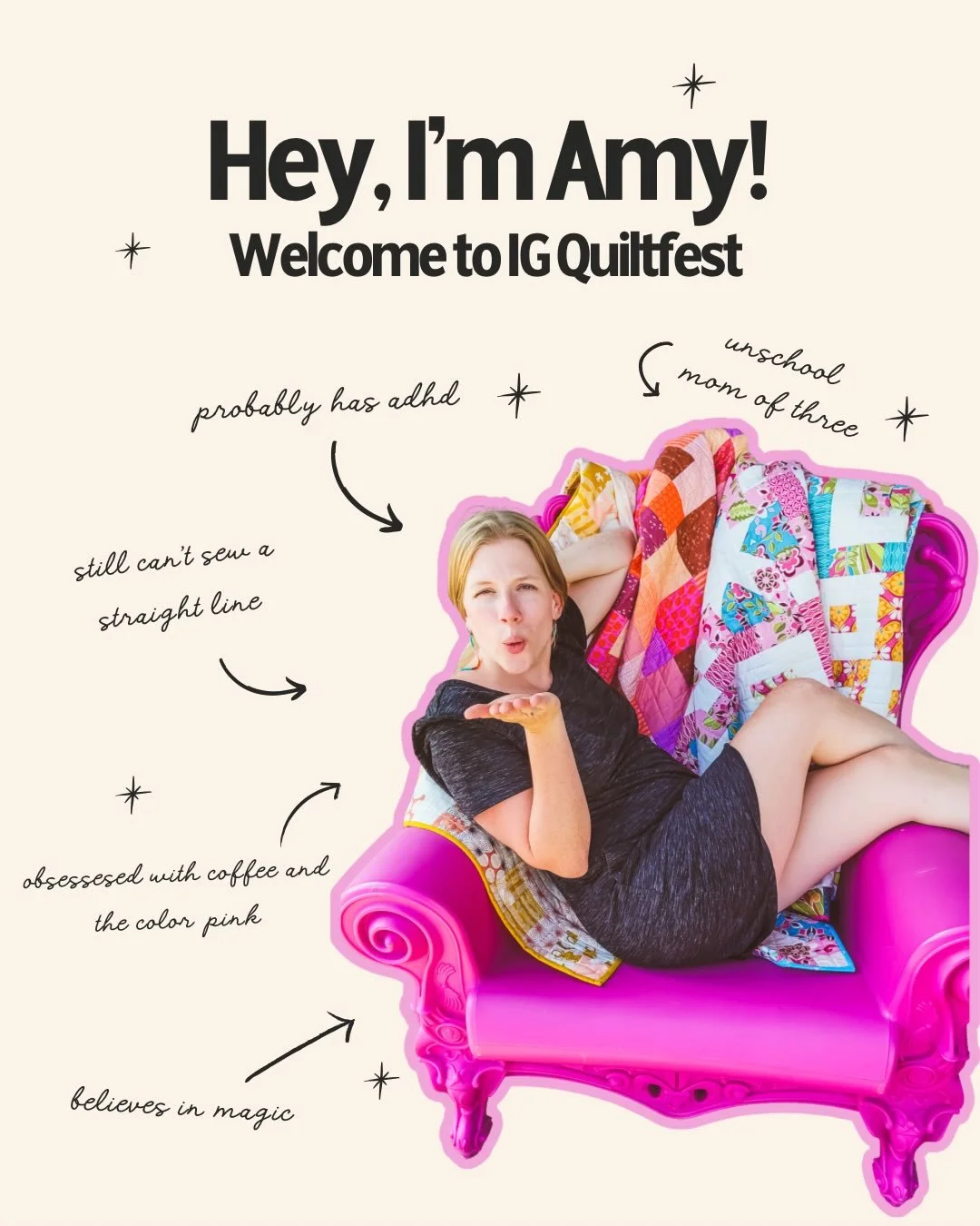 Thank you to @amyscreativeside for hosting! 
 
If you&rsquo;re new here, I&rsquo;m Amy. I make scrappy rainbow quilts, teach web design, and say the f-word on the internet. If that&rsquo;s your jam, hit follow!
 
I&rsquo;m here for the creatives who 