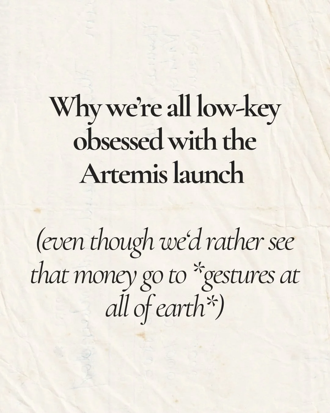 Idc about the moon. I&rsquo;m more interested in saving the earth. But I did definitely look up and say a little prayer for the Artemis crew, because they&rsquo;re our breath of fresh air right now.