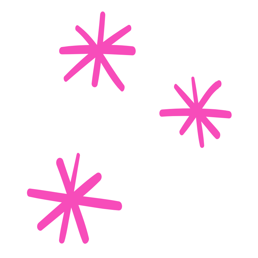 Three pink starburst shapes on a black background | Amy Wilder Studio - Brand Strategist + Web Design